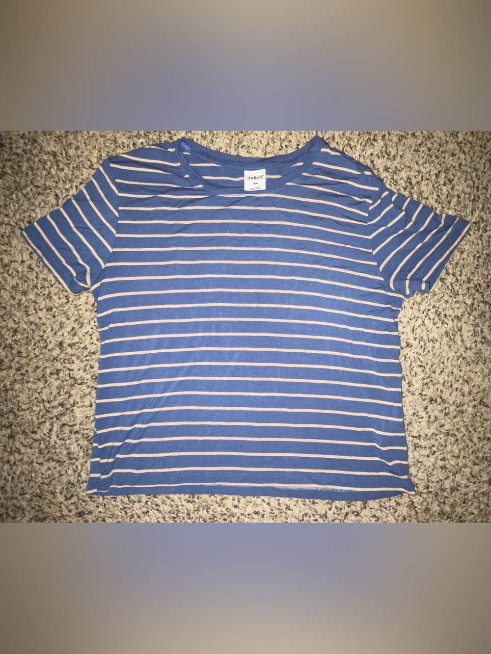 Jo & Co Blue and White Striped Short Sleeve Tee
